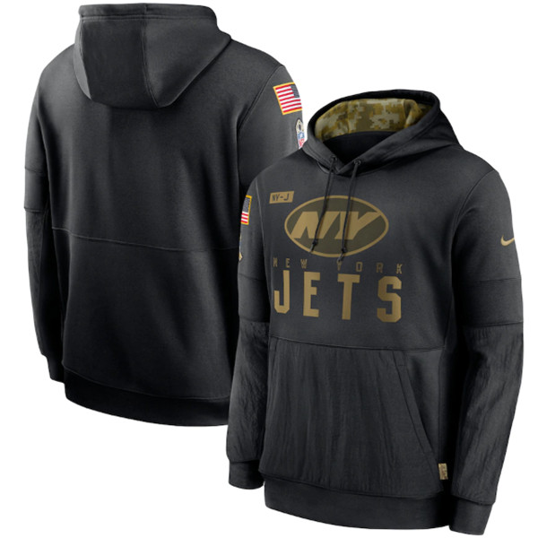 Men's New York Jets Black Salute To Service Sideline Performance Pullover Hoodie 2020